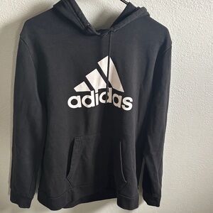 Adidas Men's Black Hoodie with White Logo